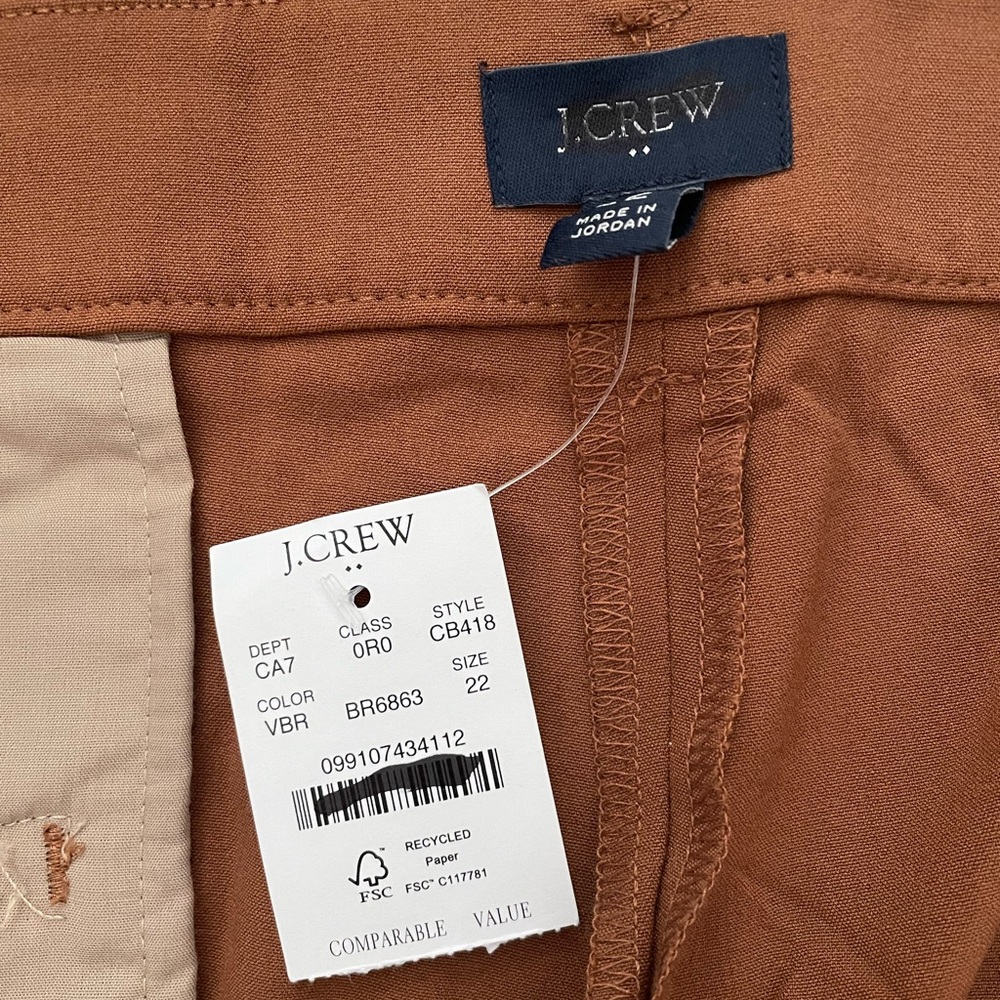 J Crew Factory Belted Straight-Leg Trouser Pant Size 22 in Vintage Brandy - Picture 7 of 13